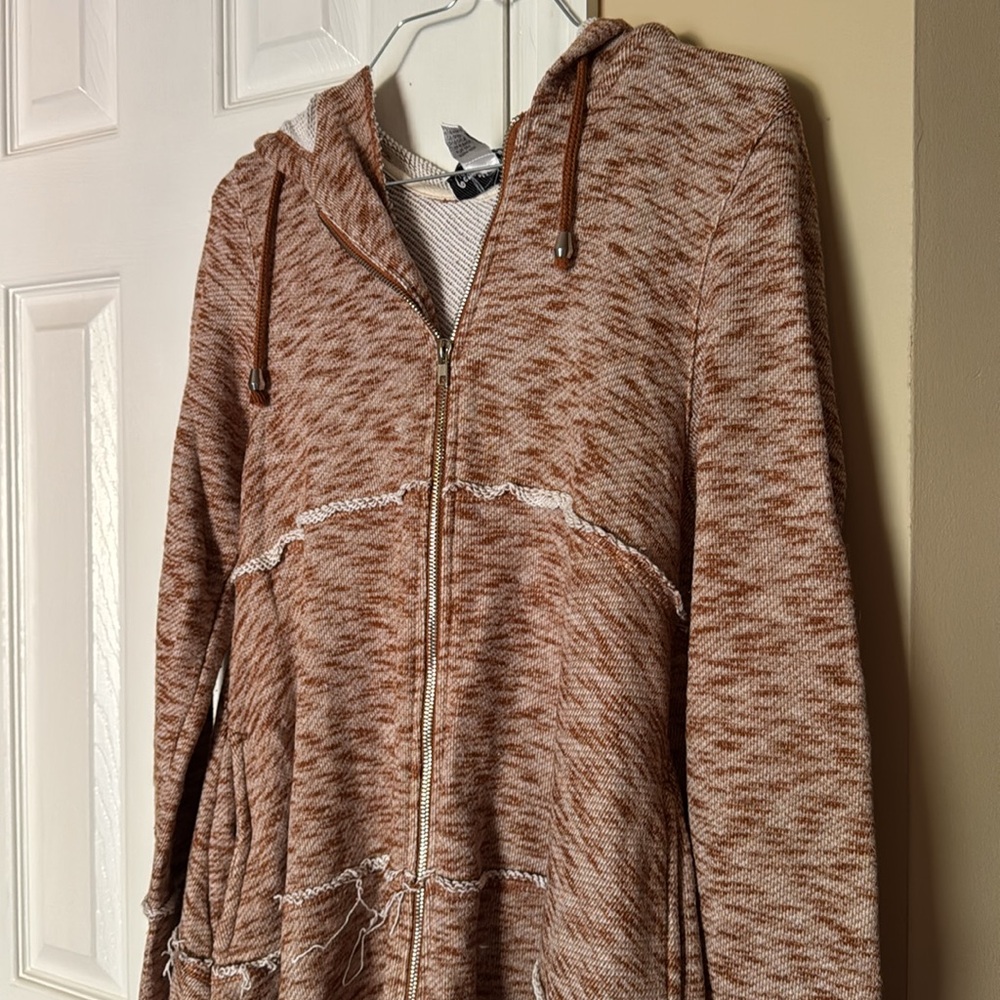 Camille & Co Peplum Jacket Zip up with Hood Size M Orange heathered color